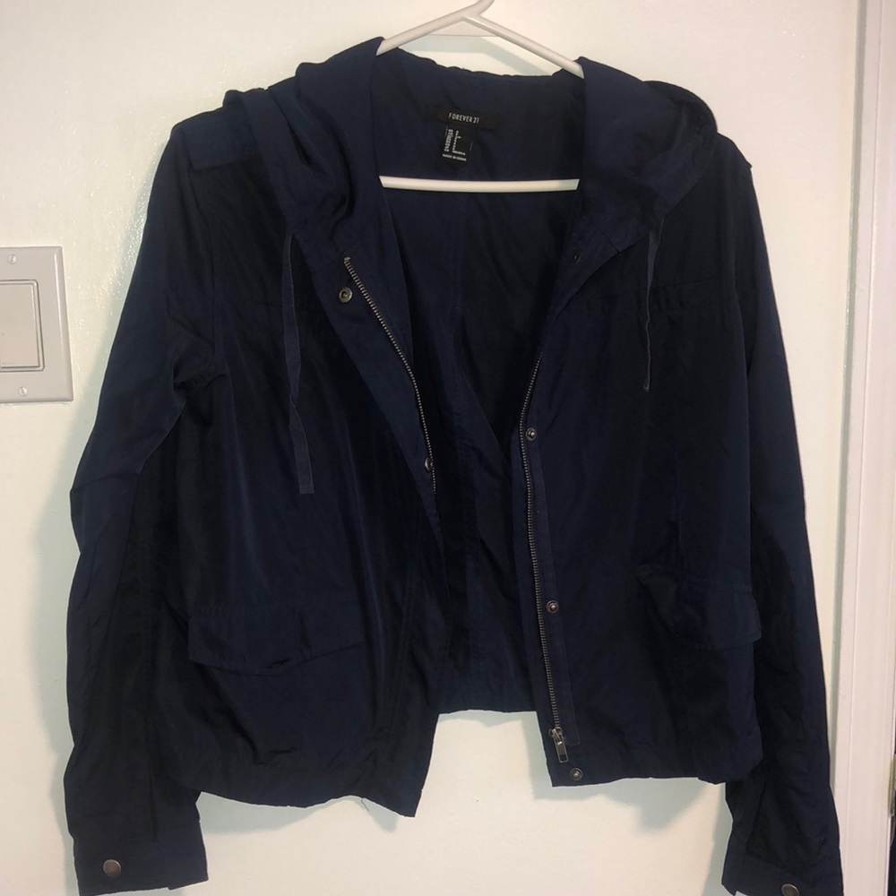 Navy blue windbreaker